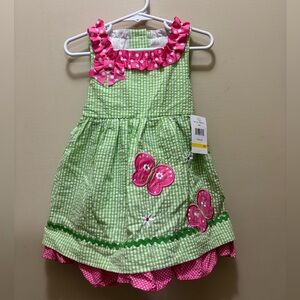 Emily Rose Checkered Dress with butterfly’s and flowers 3T